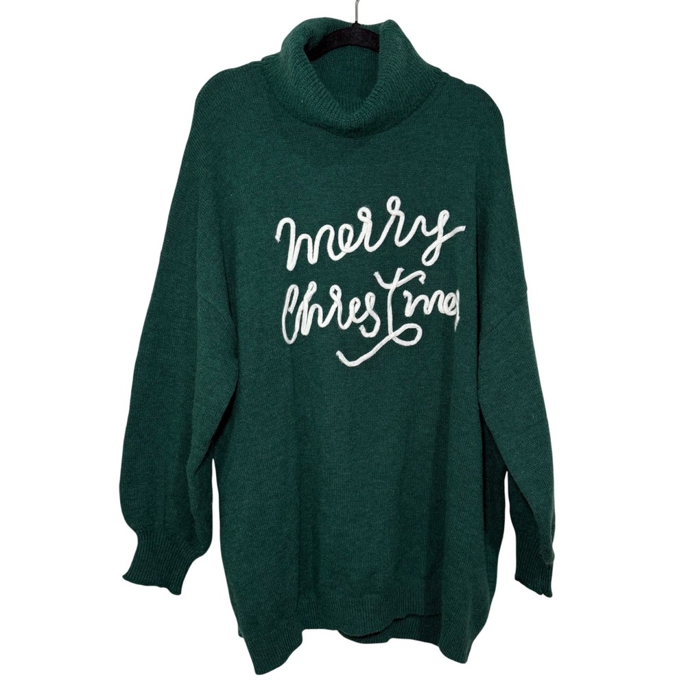 Bloomchic Anti-Pilling Letter Graphic Elastic‎ Cuffs Pullover Merry Christmas 3X